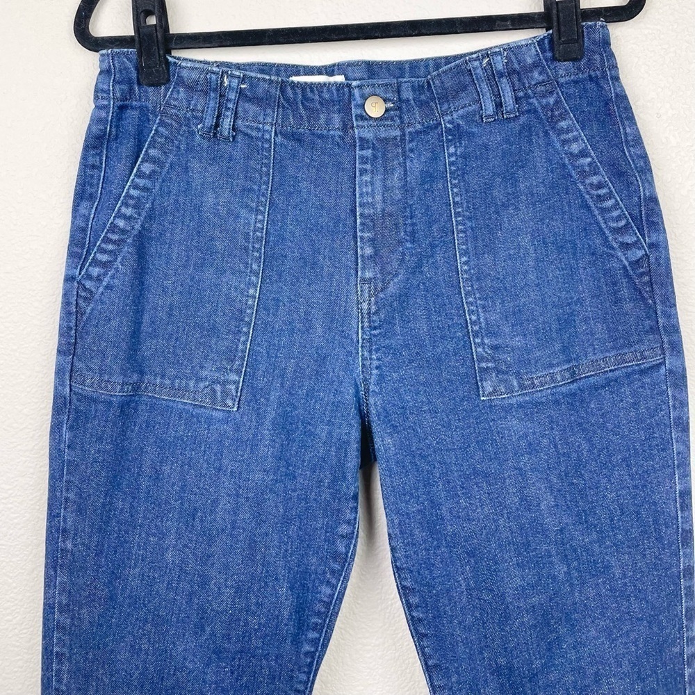 Anthropologie Pilcro Women's 29 Dark Wash Rigid Denim Raw Hem Jeans High Rise - Picture 2 of 11